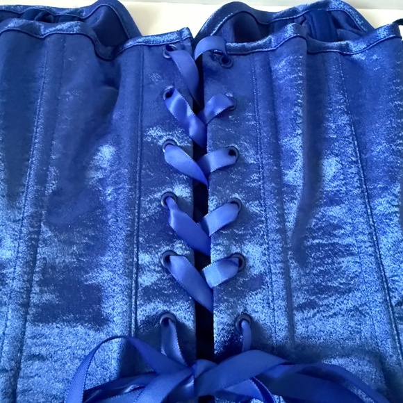 Fredrick's Of Hollywood Blue Ruched Sweetheart Strapless Corset Size 32 Coquette - Picture 7 of 13